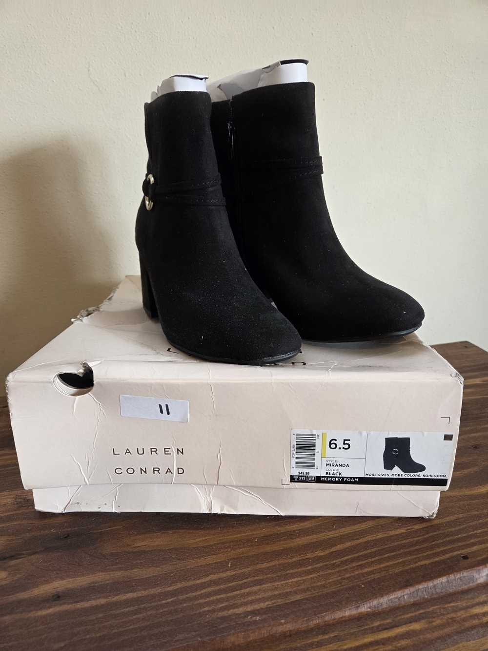 LC Lauren Conrad Black Suede Ankle Boots
